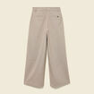 Pantalon large taille haute fluide beige femme