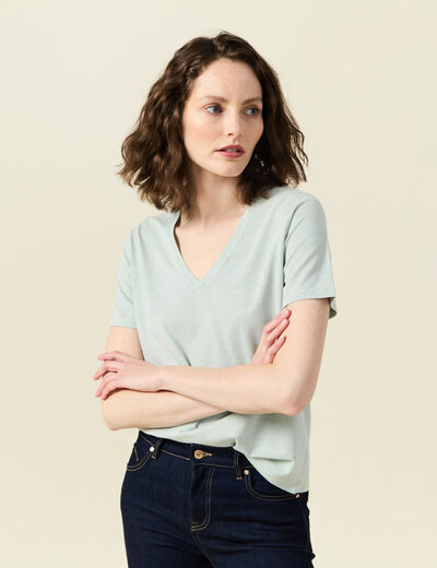 T-shirt manches courtes vert clair femme