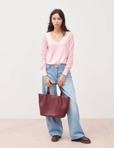 Pull manches longues rose pastel femme