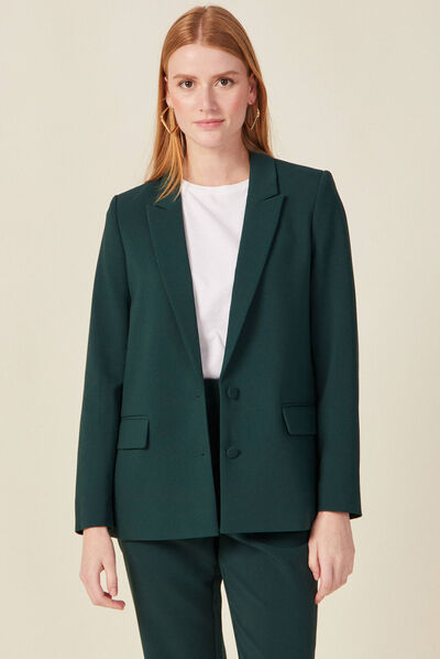 Veste esprit blazer cintrée vert foncé femme