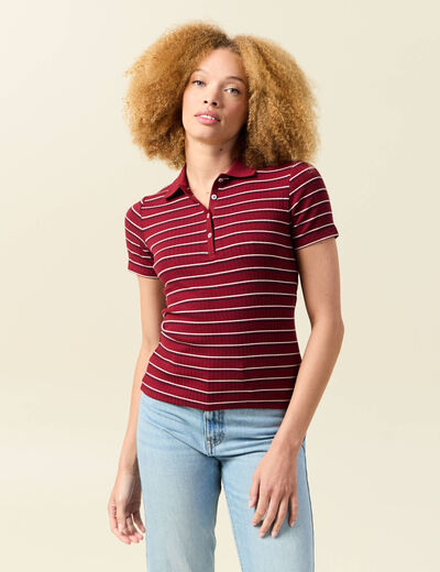 T-shirt cintré manches courtes rouge cerise femme