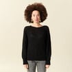 Pull manches longues col rond noir femme