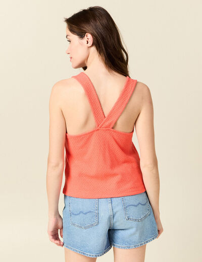 Débardeur bretelles larges rouge corail femme