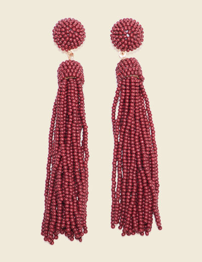 Boucles d'oreilles pendantes bordeaux femme