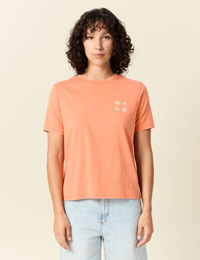 T-shirt manches courtes orange clair femme