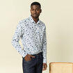 Chemise en coton manches longues blanc homme