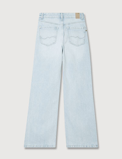 Jeans large taille haute denim bleach femme