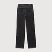Jeans straight taille haute strass denim gris femme