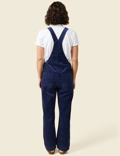 Combinaison salopette en velours c&ocirc;tel&eacute; bleu marine femme