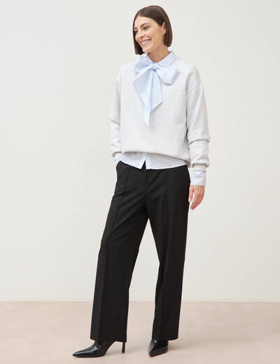 Pantalon droit taille haute noir femme