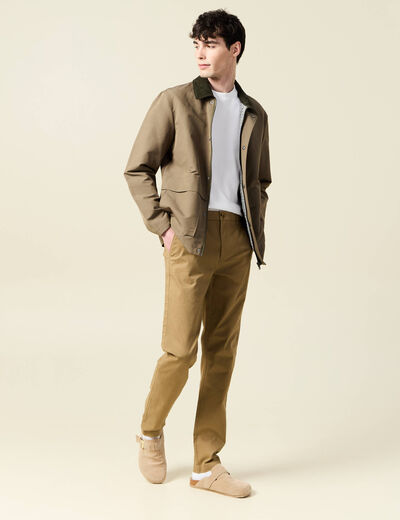 Pantalon chino slim vert kaki homme