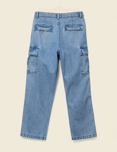 Cargo en coton denim bleach homme