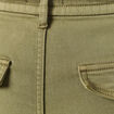 Pantalon cargo battle 7/8&egrave;me en maille vert kaki femme