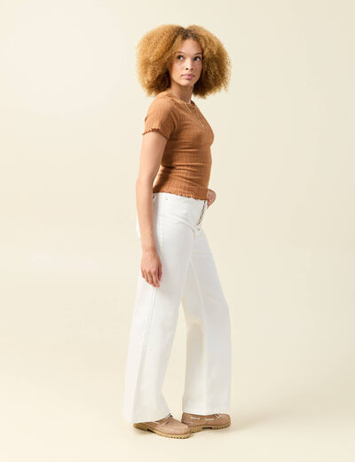 T-shirt ajusté court manches courtes terracotta femme