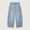 Jeans barrel taille haute 7/8&egrave;me denim bleach femme