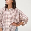 Chemise oversize &agrave; carreaux marron cognac femme