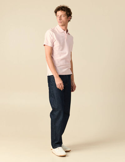 Polo cintr&eacute; manches courtes rose clair homme