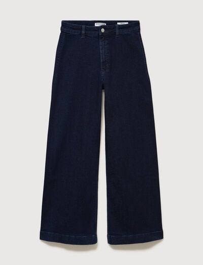 Jeans large taille haute denim brut rinse femme
