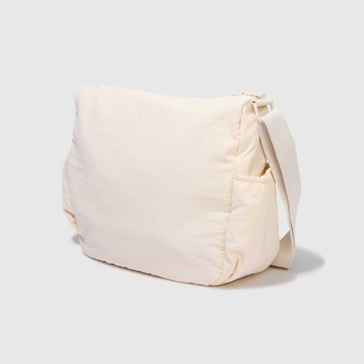 Besace bandouli&egrave;re pliss&eacute;e creme femme