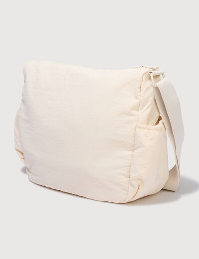 Besace bandouli&egrave;re pliss&eacute;e creme femme