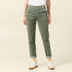 Pantalon chino velours c&ocirc;tel&eacute; vert kaki femme
