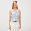 Gilet sans manches col v bleu ciel femme