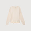 Pull oversize col rond manches longues creme femme