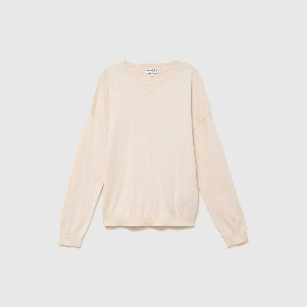 Pull oversize col rond manches longues creme femme