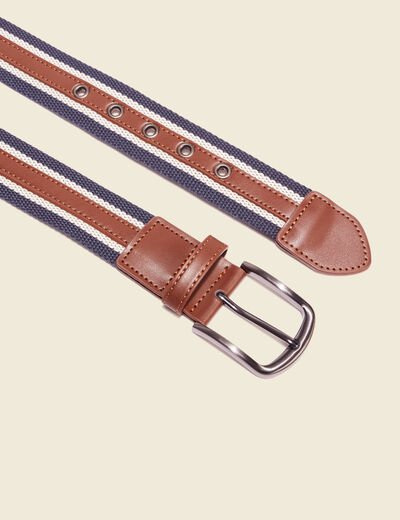 Ceinture en cuir bleu marine homme