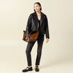 Blouson biker simili cuir noir femme