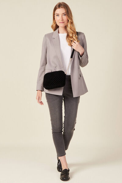 Jeans slim taille basse 7/8ème denim gris femme