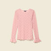 T-shirt ajust&eacute; court manches longues rose pastel femme
