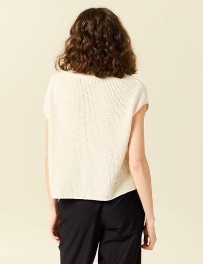 Pull ajouré éco-responsable beige femme