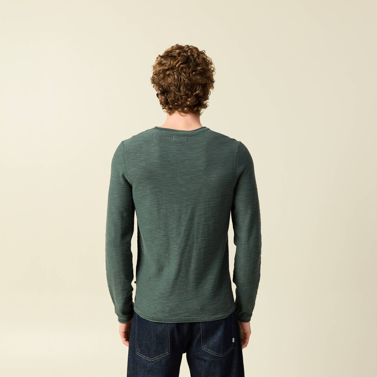 Pull manches longues vert kaki homme