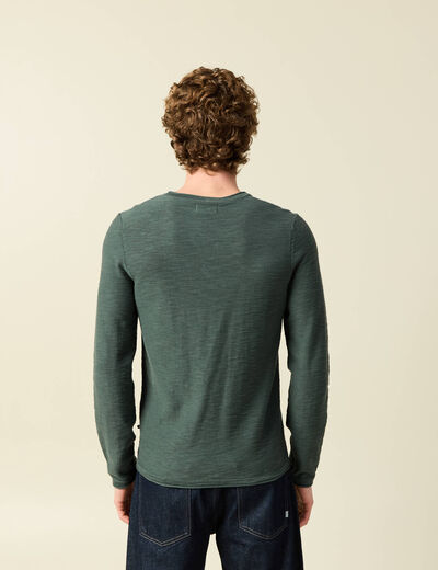 Pull manches longues vert kaki homme
