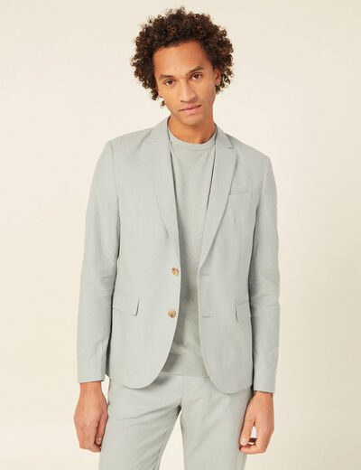 Veste blazer boutonnée bleu gris homme