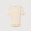 T-shirt ajust&eacute; col rond ivoire femme
