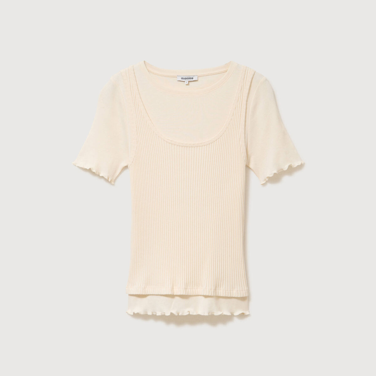 T-shirt ajust&eacute; col rond ivoire femme
