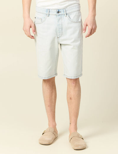 Bermuda droit en jean denim snow bleach homme