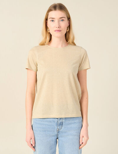 T-shirt manches courtes creme femme