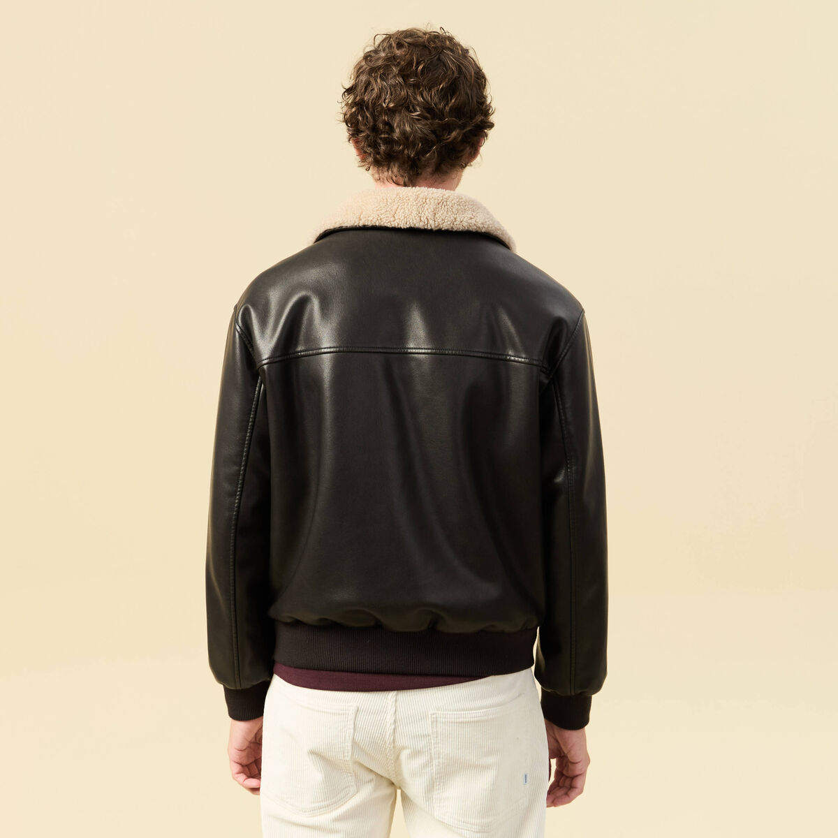 Blouson aviateur manches longues marron fonc&eacute; homme