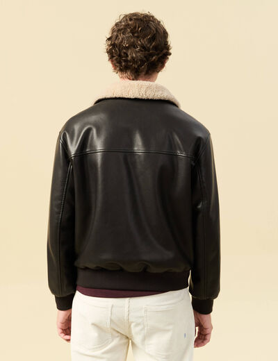 Blouson aviateur manches longues marron fonc&eacute; homme