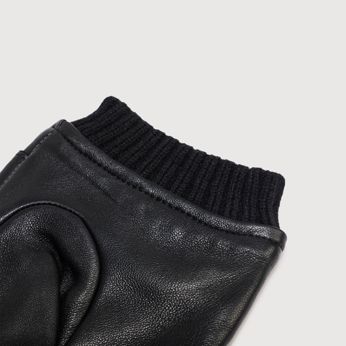 Gants en cuir avec doublure noir homme