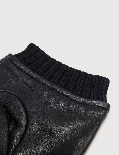 Gants en cuir avec doublure noir homme