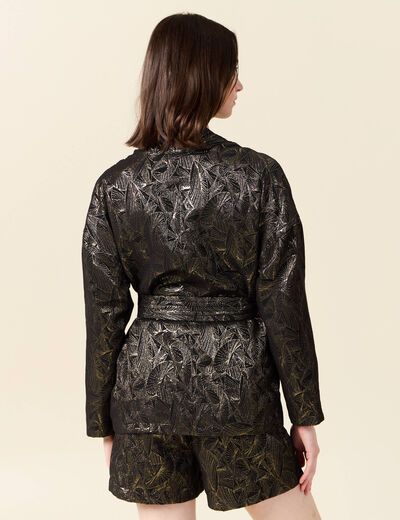 Kimono oversize manches longues ceinture couleur or femme