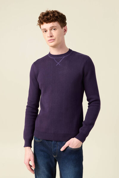 Pull manches longues violet fluo homme