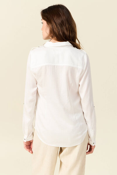 Chemise manches longues ecru femme