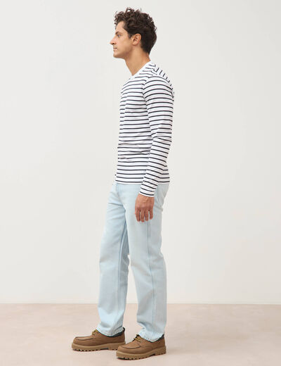 Marini&egrave;re manches longues col rond bleu marine homme