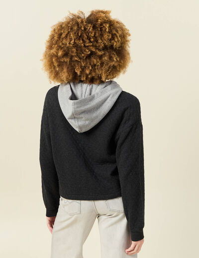 Gilet à capuche noir femme