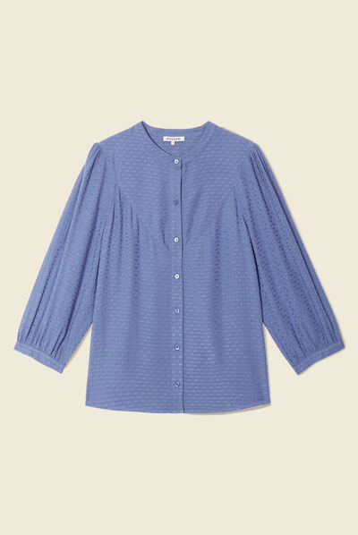 Chemise manches 3/4 bleu ciel femme